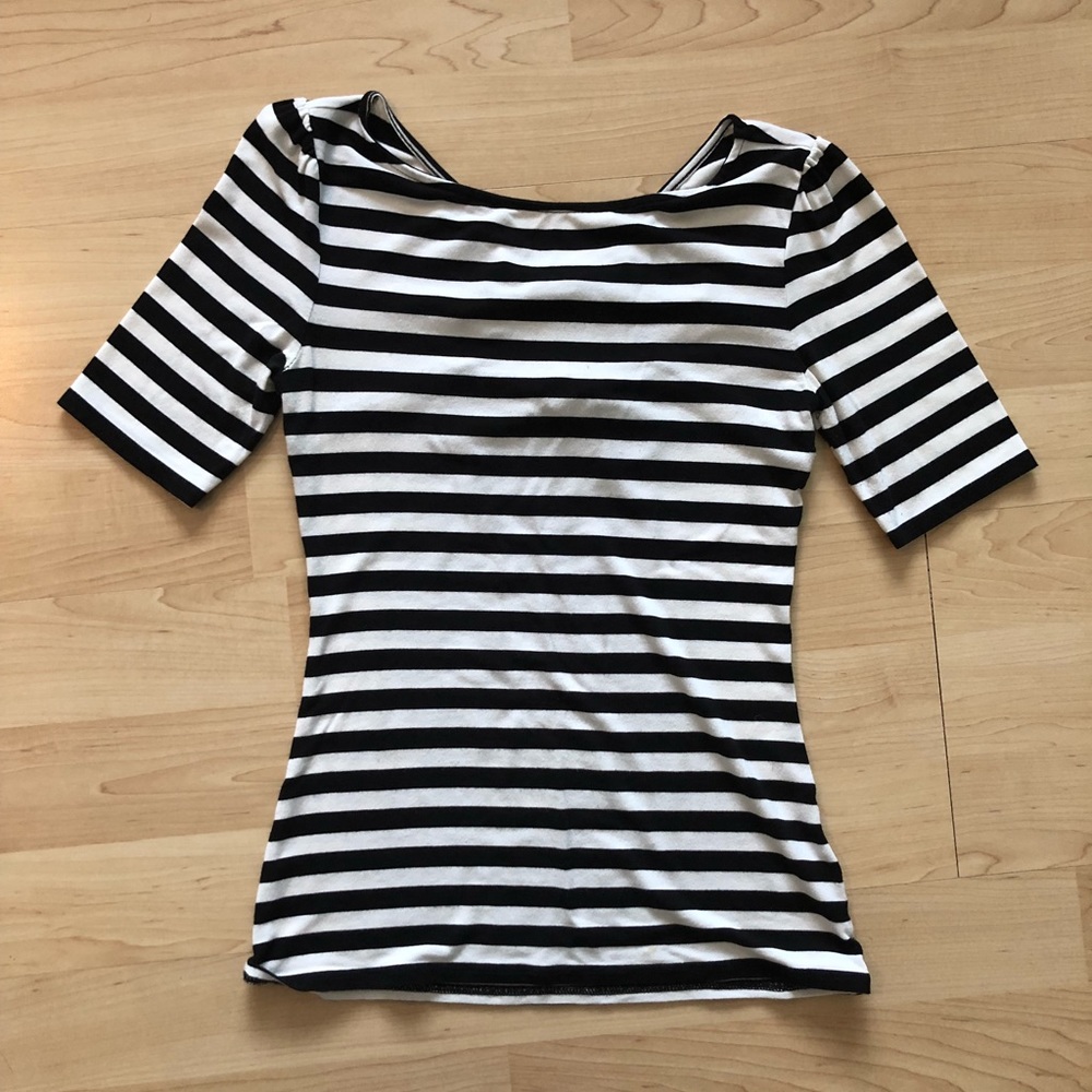 White House Black Market Bow Striped Top